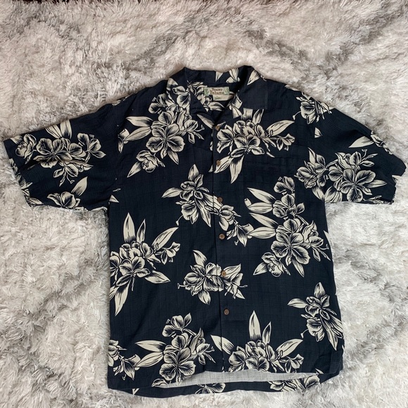 Tommy Bahama Black and White Button Down Size M - Picture 1 of 6